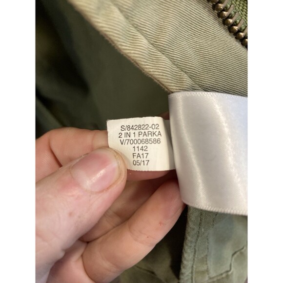 GAP Oversized Fall Jacket 2 In 1 Parka Hood Canvas Twill Sz S Utility Army Green - Picture 7 of 10